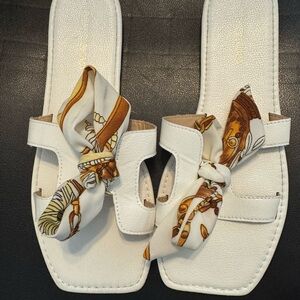 Elegant White Sandals with Scarf Accent
